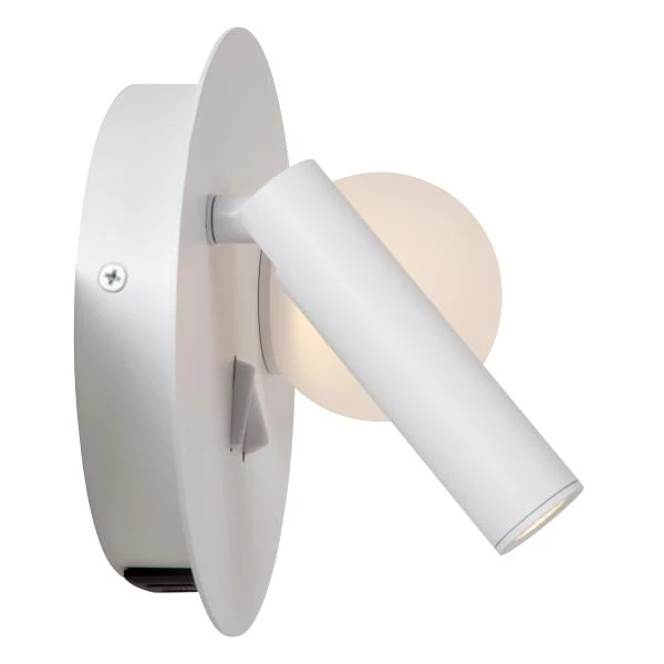 Lucide MATIZ - Lampe de chevet / Applique mural - Ø 16,5 cm - LED - 3000K - Point de rechargement USB - Blanc - détail 2